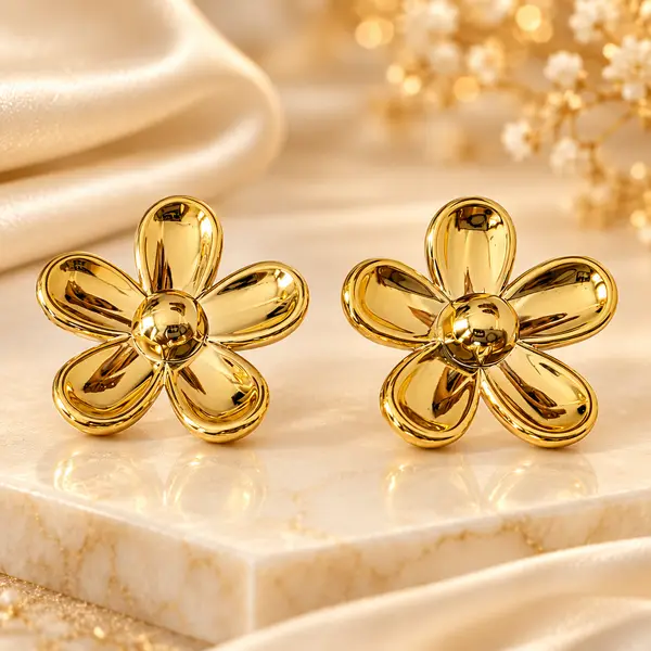 Gold Flower Studs