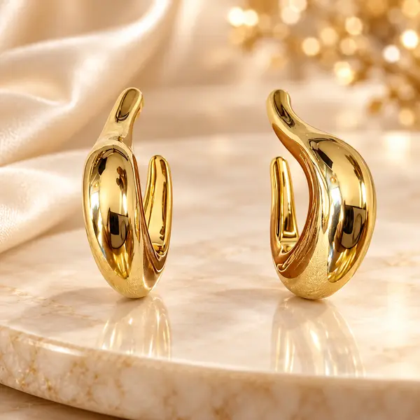 Gold Teardrop Hoops