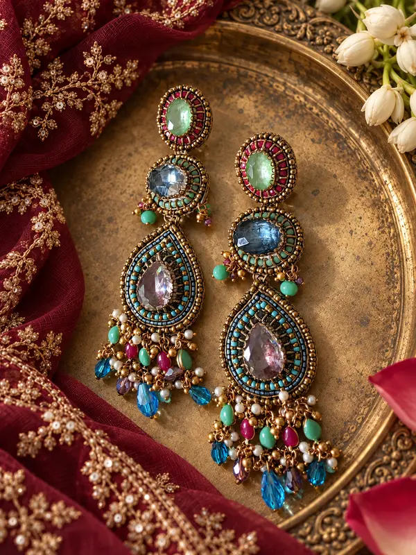 Multicolour Chandelier Jhumkas