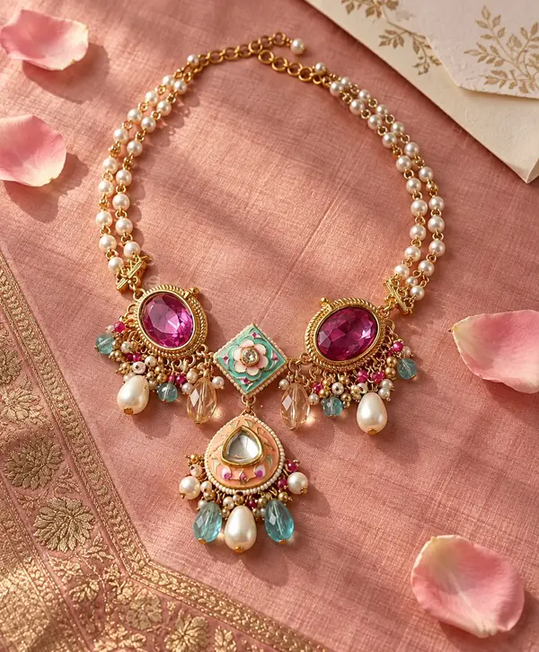 Magenta Meenakari Necklace