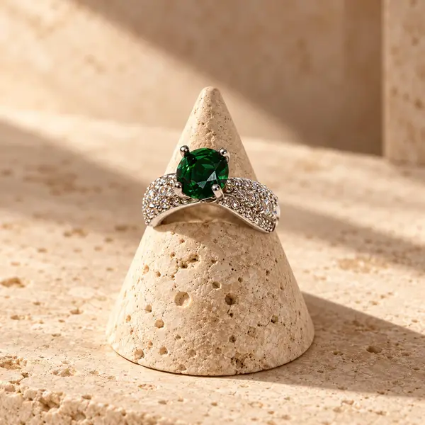 Emerald-tone Split Ring