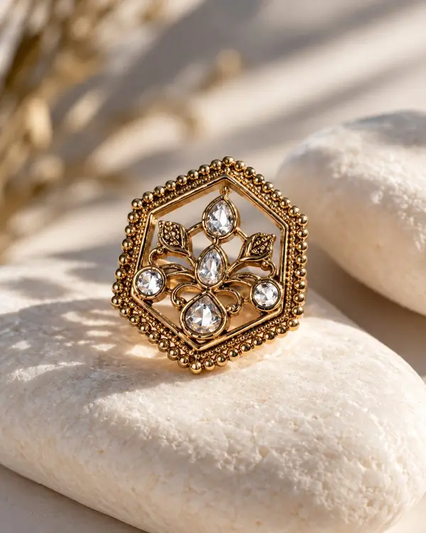 Hexagonal Floral Ring