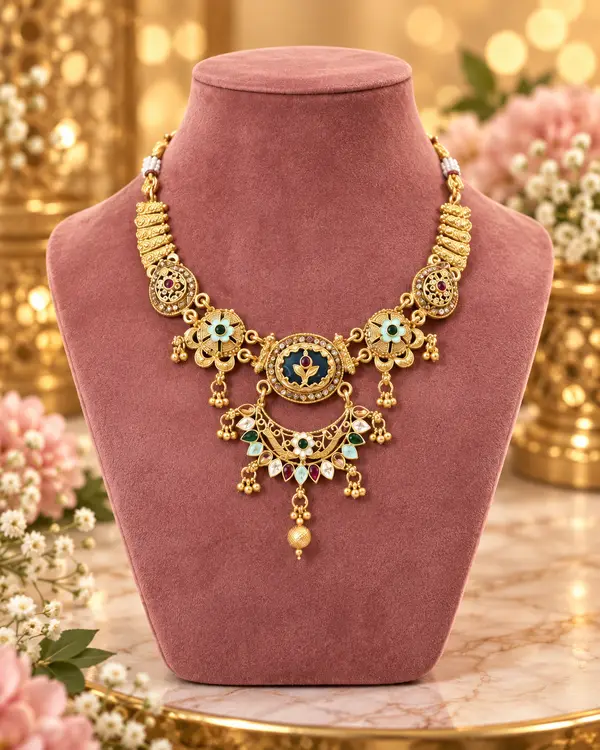 Blue Enamel Necklace Set