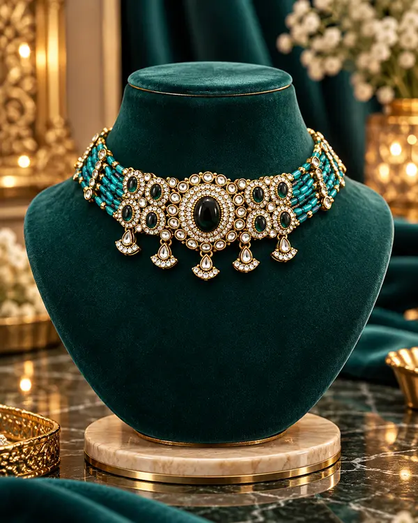 Emerald Bead Choker Set