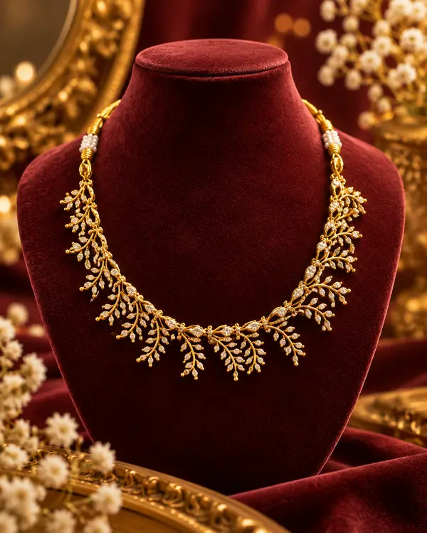 Gold Leaf Necklace Set