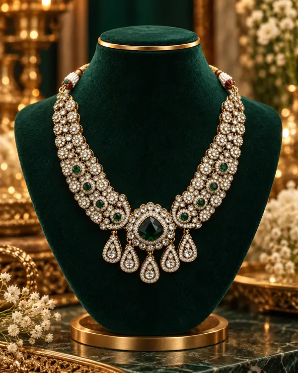 Green Cluster Necklace Set