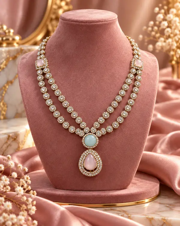 Mint and Blush Drop Necklace Set