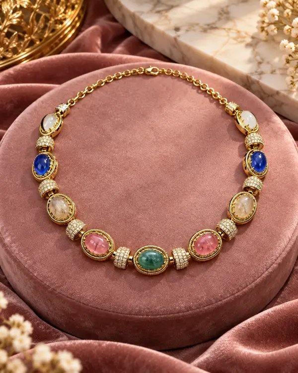 Multicolour Oval Necklace Set