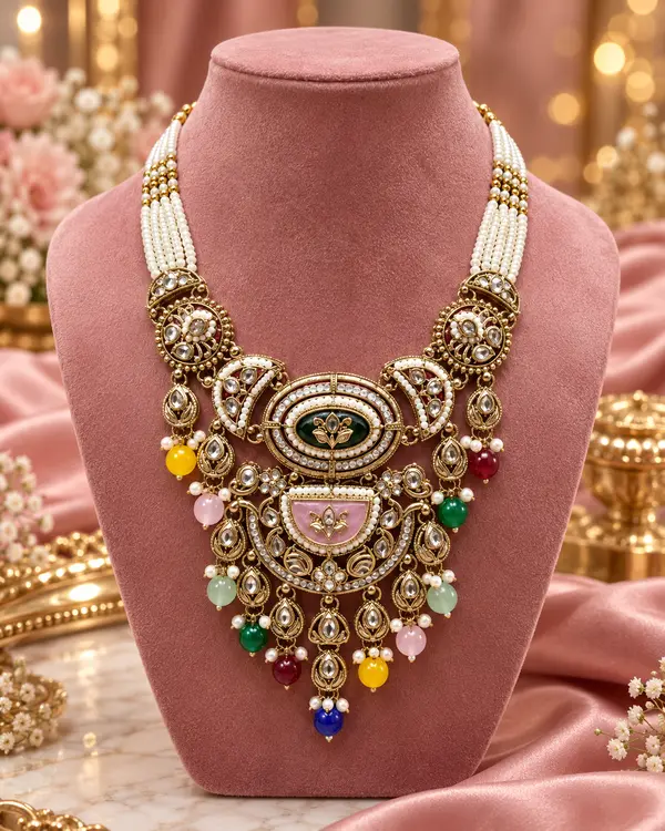 Pastel Enamel Necklace Set