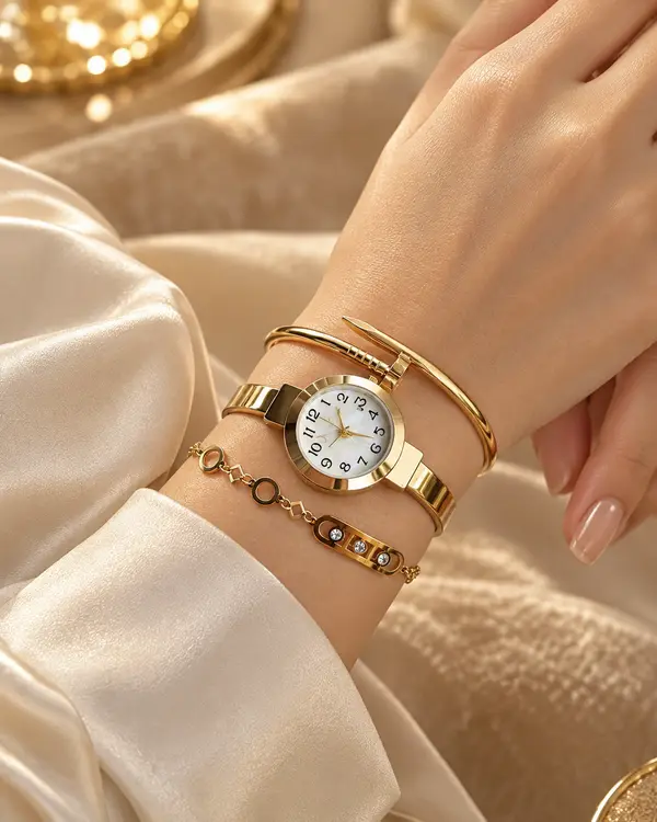 Ivory Pearl Dial Watch Set