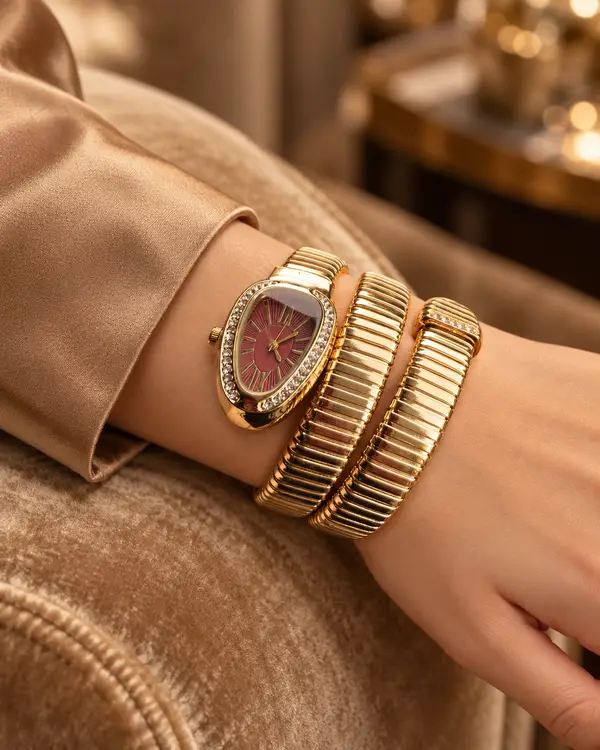 Wine Serpent Coil Watch